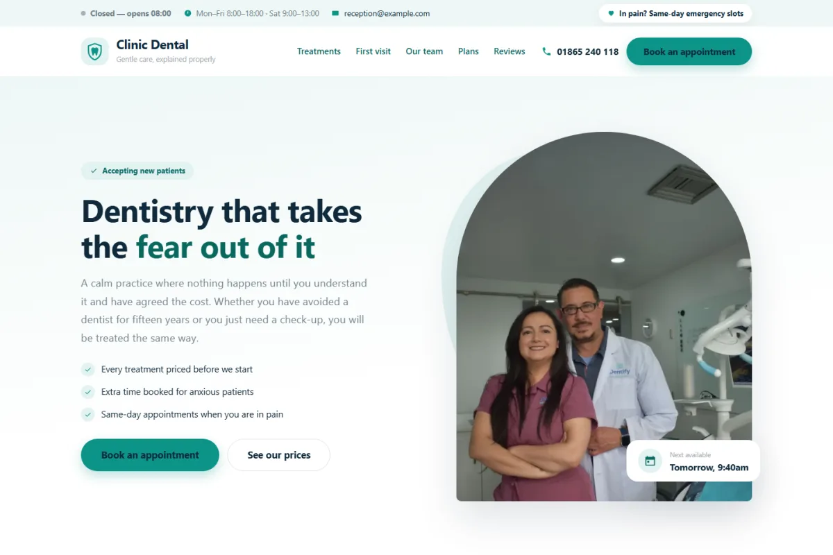 Clinic Dental website template preview
