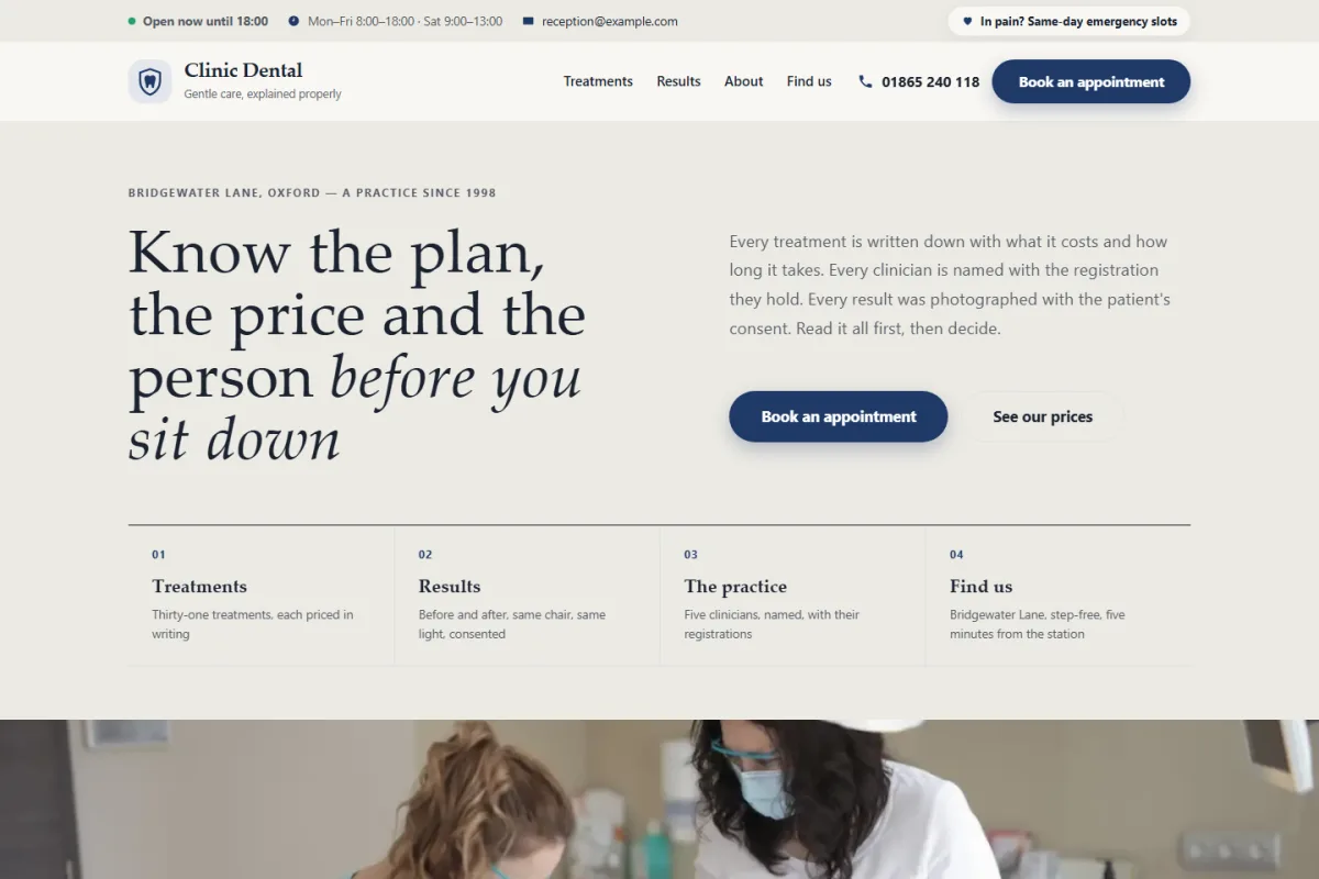 Clinic Dental Business website template preview