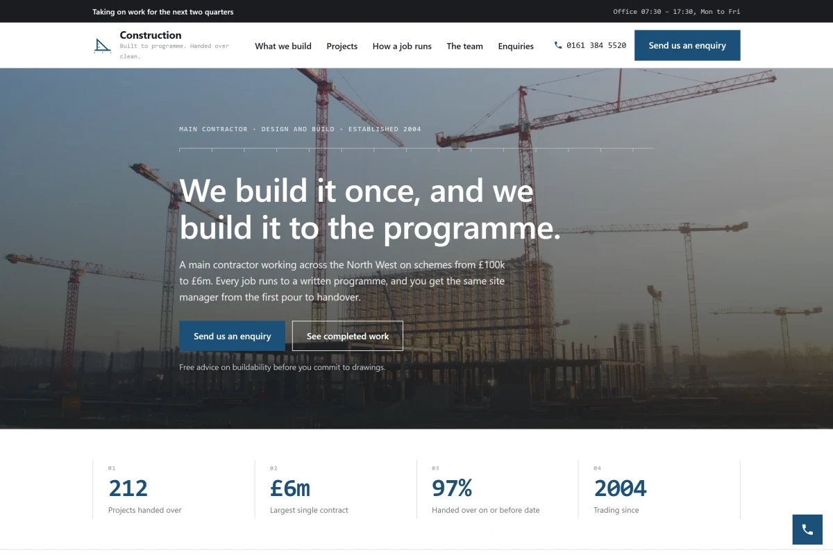 Construction website theme