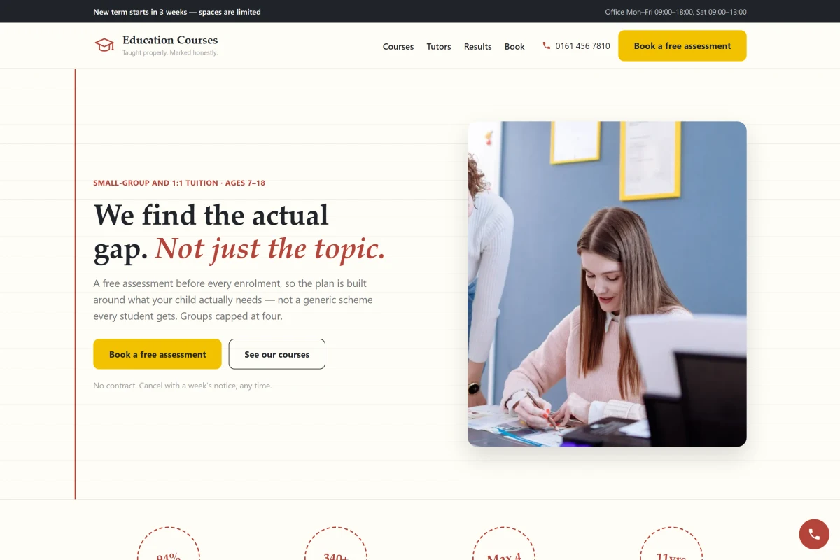 Education Courses website theme