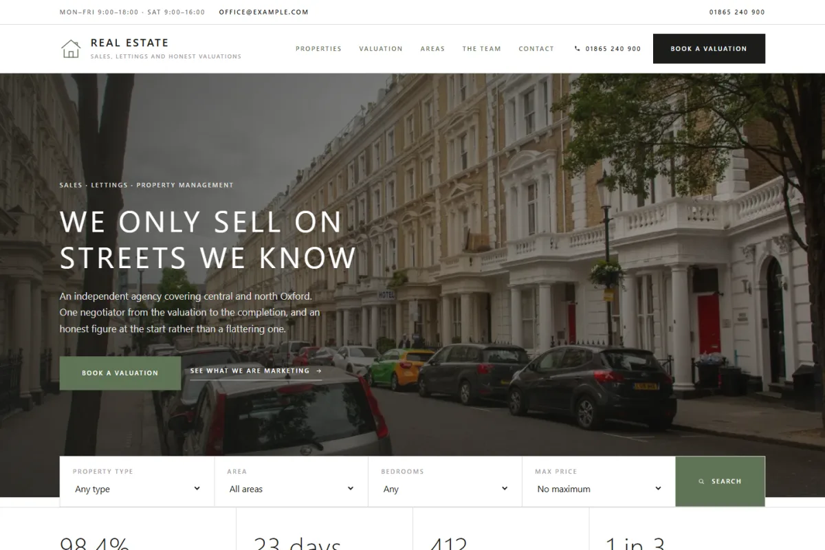 Real Estate website template preview