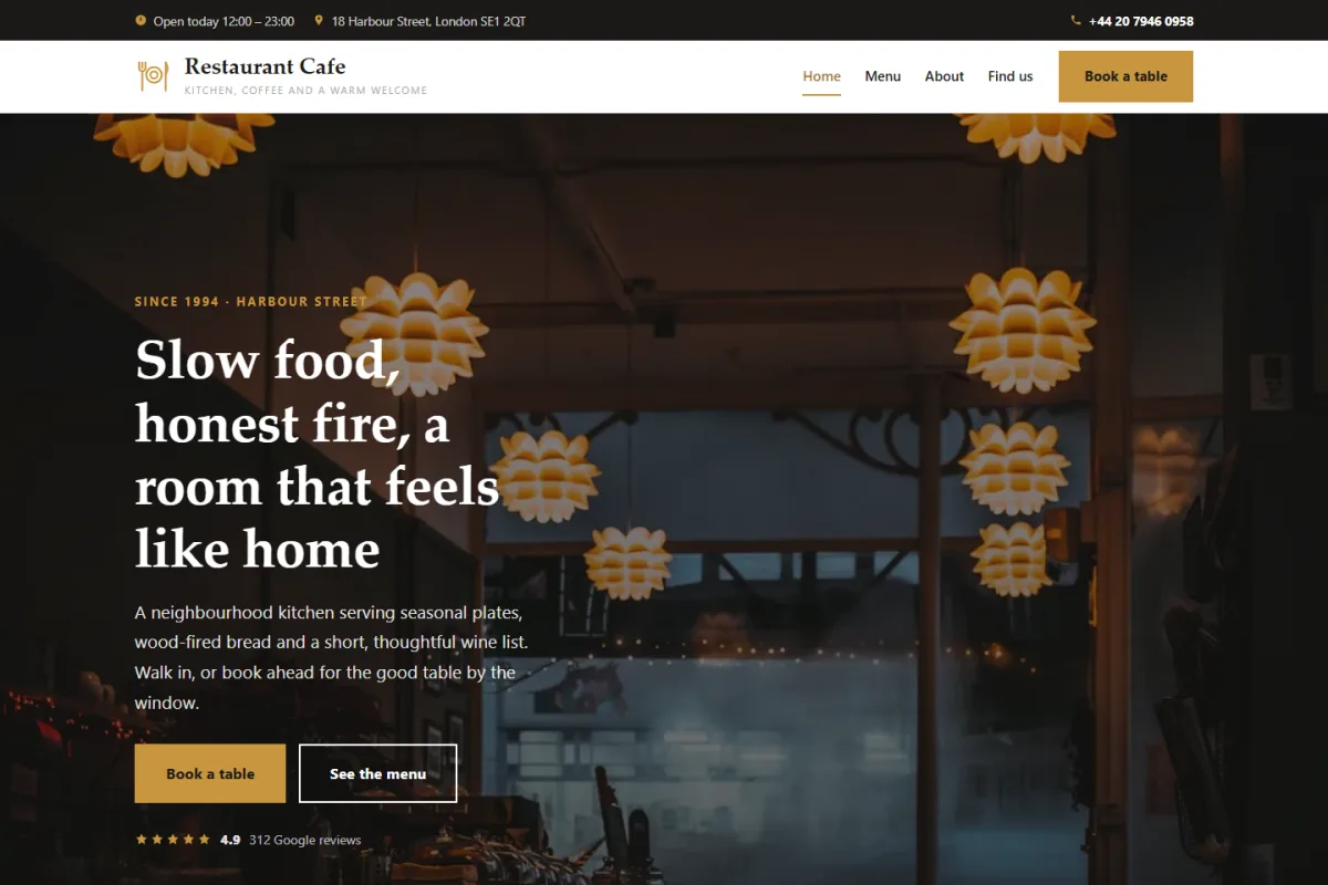 Restaurant Cafe website template preview