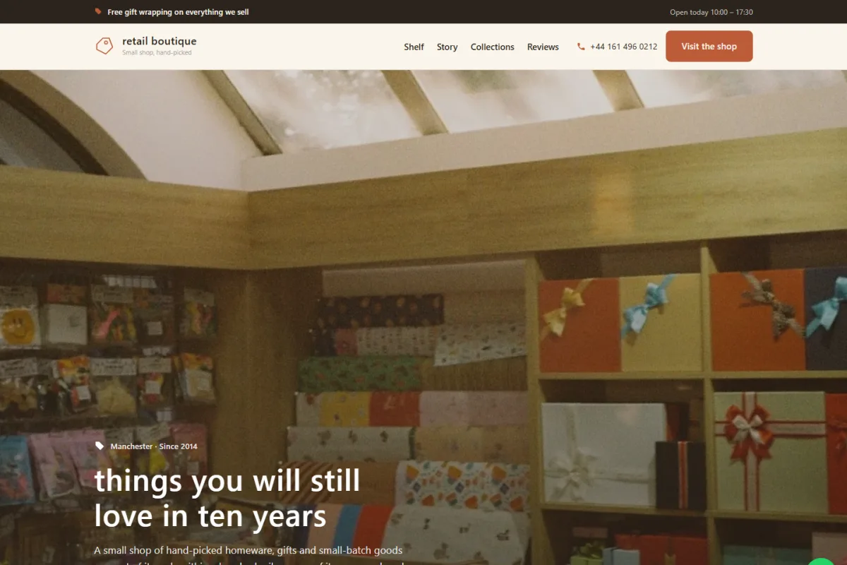 Retail Boutique website template preview