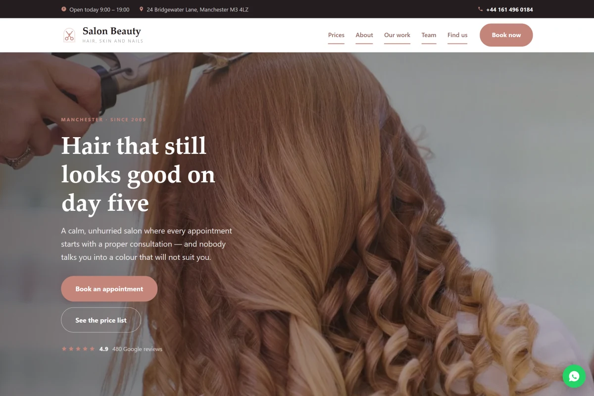Salon Beauty website theme