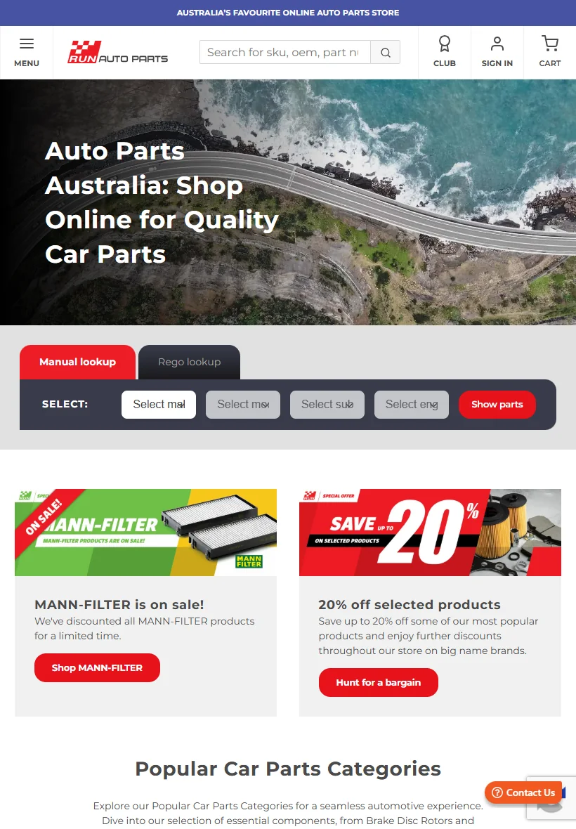Run Auto Parts on tablet