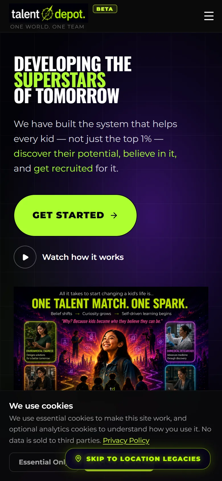 Talent Depot on phone