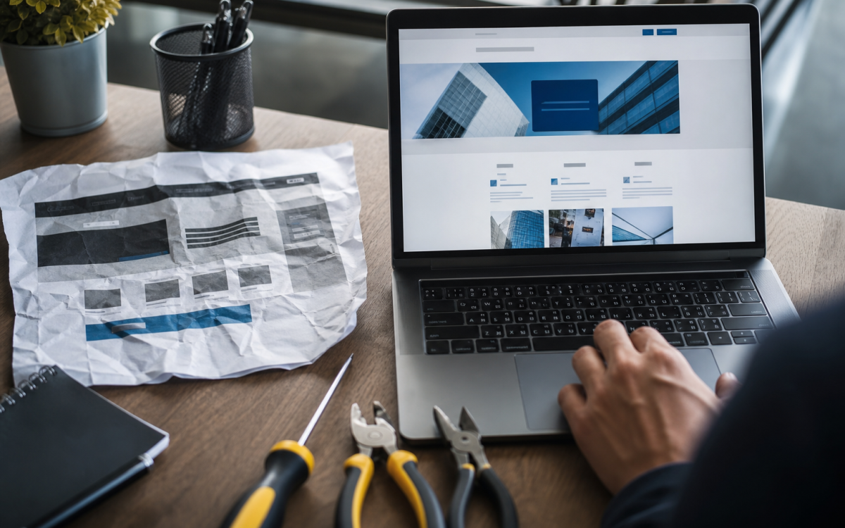 The real cost of a cheap website — outdated mockup versus professional redesign