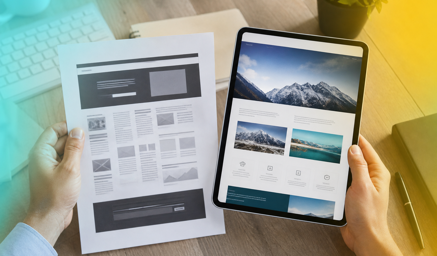 Signs your business website needs a redesign — old mockup vs modern tablet