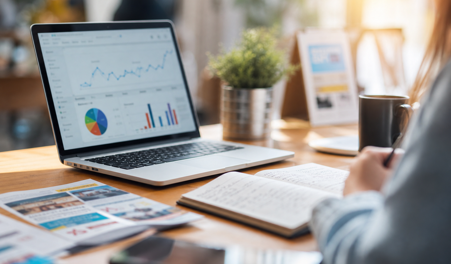 Digital marketing for small businesses in 2026 — starting roadmap on laptop