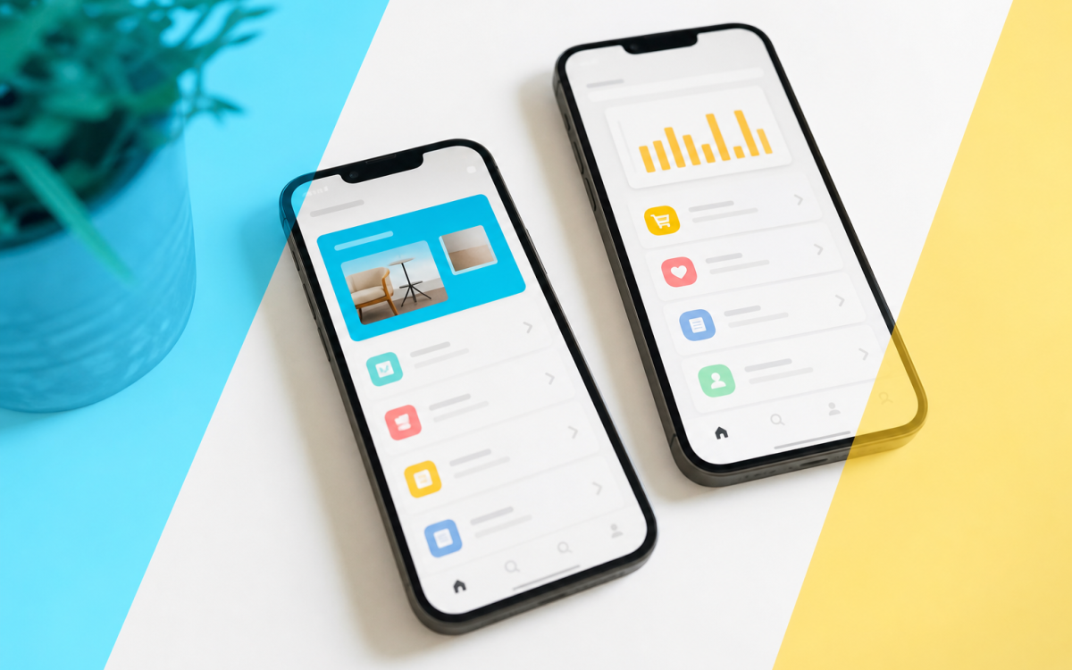 MVP mobile app development — smartphones showing lean app screens