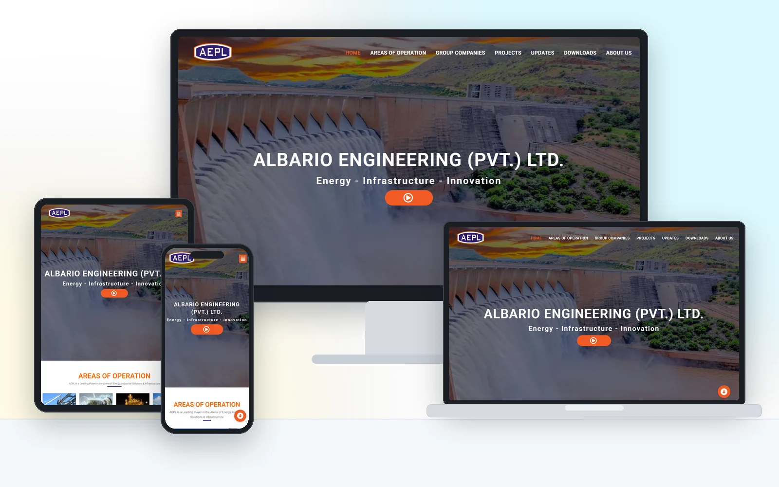 AEPL website on desktop, laptop, tablet and phone