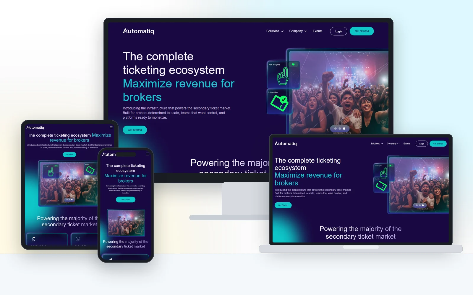 Automatiq website on desktop, laptop, tablet and phone